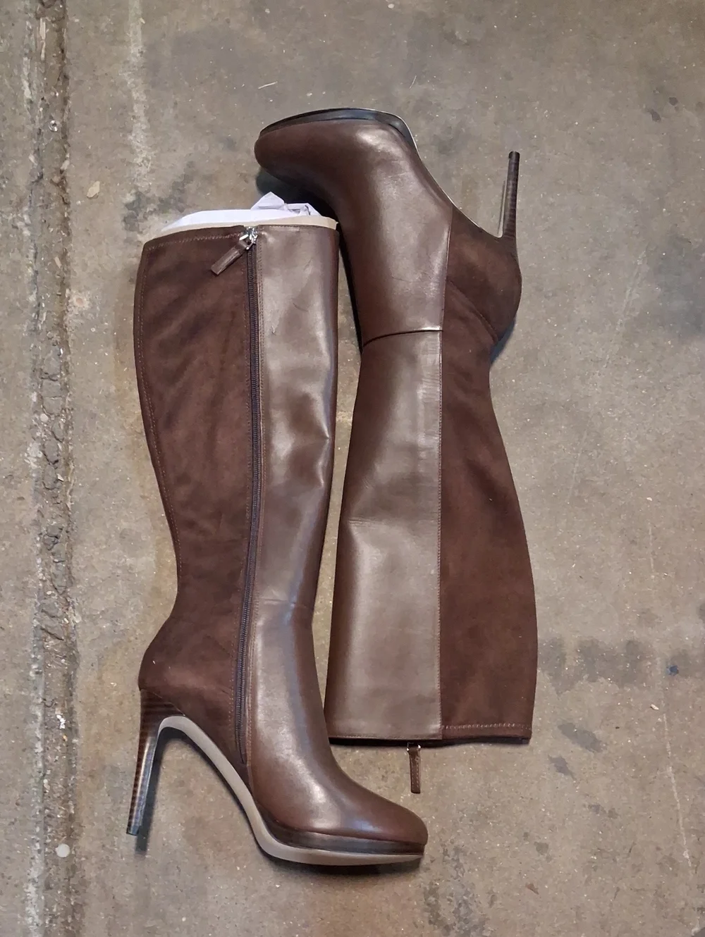 NWT Womens Nine West Quizme Knee High Suede Brown Boots